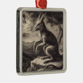 Chupacabra Antiek illustratie horror Metalen Ornament (Rechts)