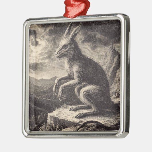 Chupacabra Antiek illustratie horror Metalen Ornament (Links)