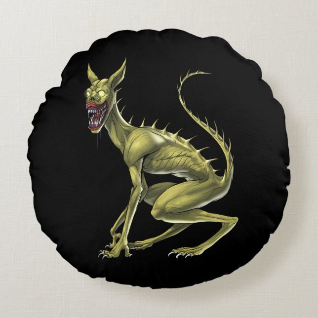 Chupacabra Cryptid Beast Rond Kussen (Voorkant)