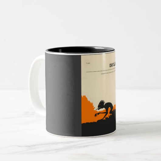 Chupacabra Cryptid Cryptozoology Poster Tweekleurige Koffiemok (Voorkant links)