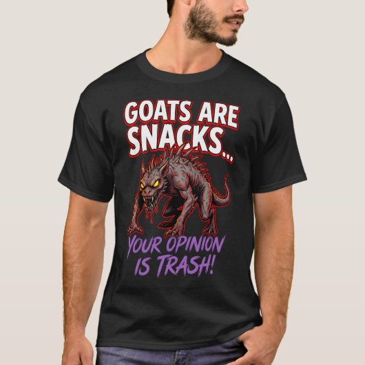 Chupacabra Goats Are Snacks Funny Cryptid Humor T-shirt (Voorkant)