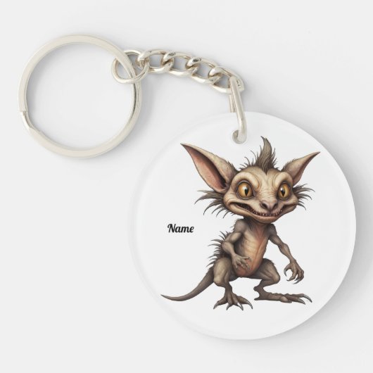 Chupacabra Gremlin Hybride Illustratie Sleutelhanger (Voorkant)