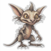 Chupacabra Gremlin Hybride Illustratie Sticker (Voorkant)