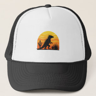 Chupacabra Zonsondergang Silhouet — Vintage Crypti Trucker Pet