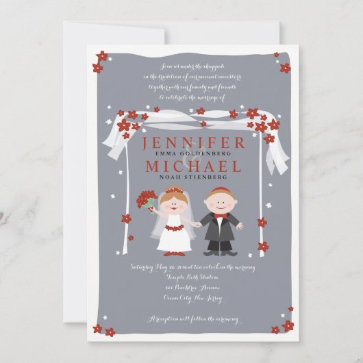 CHUPPAH Joodse huwelijksuitnodiging Kaart (Voorkant)