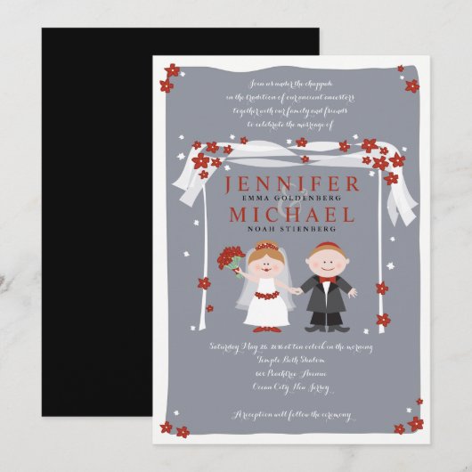 CHUPPAH Joodse huwelijksuitnodiging Kaart (Voorkant / Achterkant)