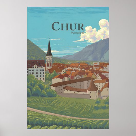 Chur Zwitserland Reisposter Poster (Voorkant)