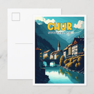 Chur Zwitserland vintage reisillustratie Briefkaart