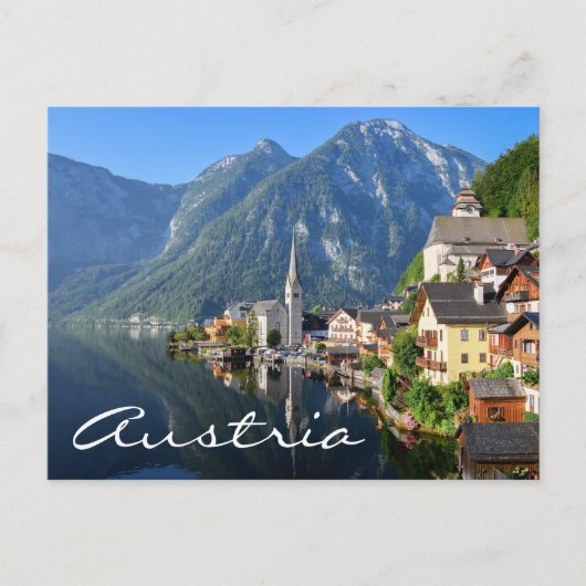 Church and village of Hallstatt, Austria with Alps Briefkaart (Voorkant)