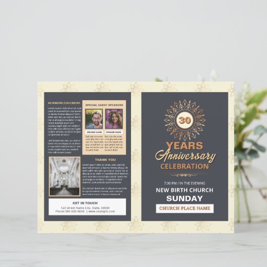 Church Anniversary Brochure Template (Staand voorkant)