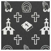 Church Bible Cross Christelijk Jesus Pattern Black Stof (Close Up)