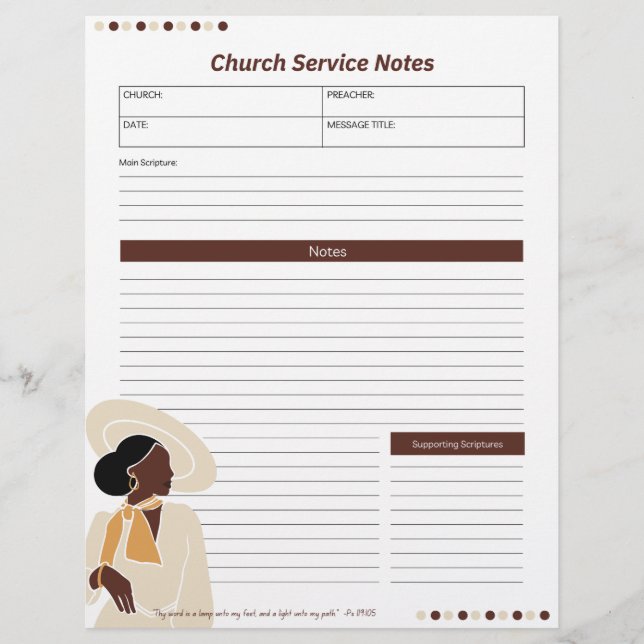 Church Black Woman Notes Christelijke Bijbel Briefhoofd (Voorkant)