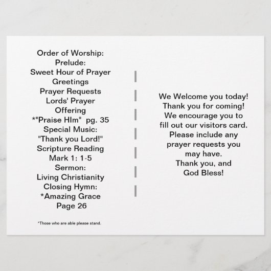 Church Bulletin  Flyer (Achterkant)