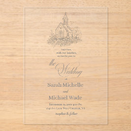 Church Calligraphy Wedding Invitation Acryl Uitnodigingen