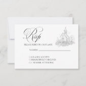 Church Calligraphy Wedding RSVP card (Voorkant)