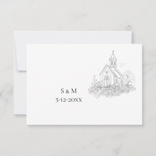 Church Calligraphy Wedding RSVP card (Achterkant)