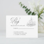 Church Calligraphy Wedding RSVP card Kaartje (Staand voorkant)