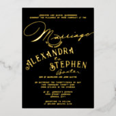 Church Ceremony Celebration, Rustic Script Wedding Folie Uitnodiging (Voorkant)