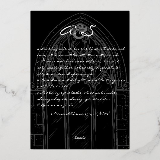 Church Ceremony Celebration, Rustic Script Wedding Folie Uitnodiging (Achterkant)