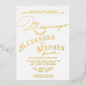 Church Ceremony Celebration, Rustic Script Wedding Folie Uitnodiging (Voorkant)