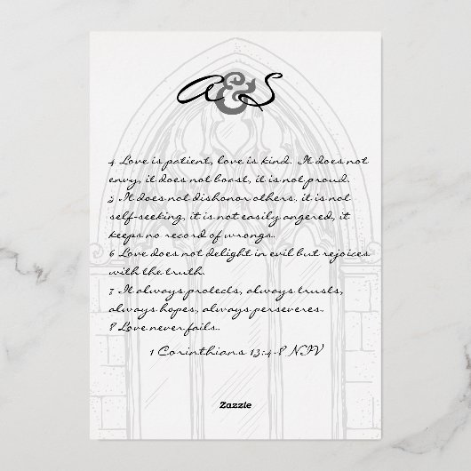 Church Ceremony Celebration, Rustic Script Wedding Folie Uitnodiging (Achterkant)