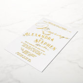 Church Ceremony Celebration, Rustic Script Wedding Folie Uitnodiging (Gedraaid)