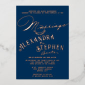 Church Ceremony Celebration, Rustic Script Wedding Folie Uitnodiging (Voorkant)