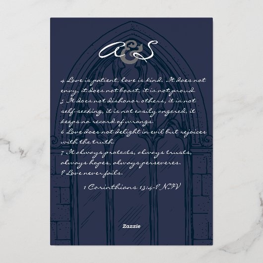 Church Ceremony Celebration, Rustic Script Wedding Folie Uitnodiging (Achterkant)