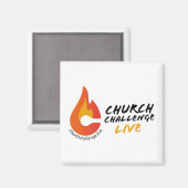 CHURCH CHALLENGE LEVENDE Oranje Flamed C Square Magneet (Voorkant / Achterkant)