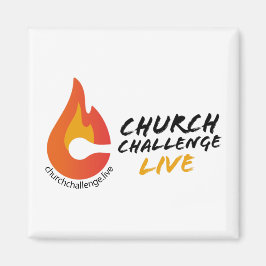 CHURCH CHALLENGE LEVENDE Oranje Flamed C Square Magneet
