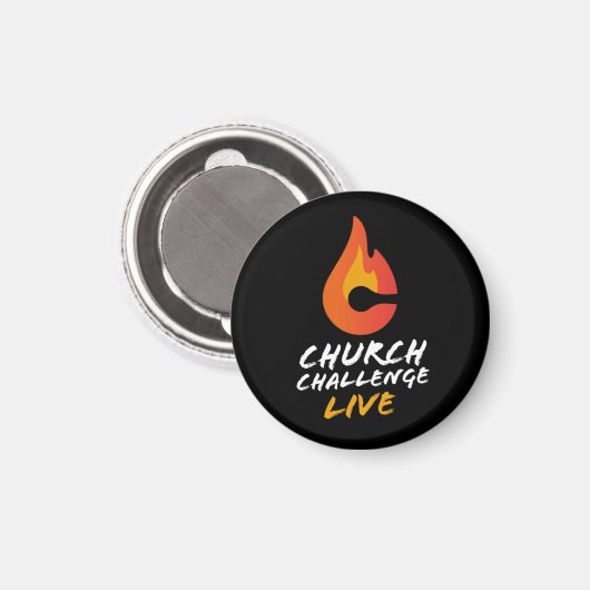 CHURCH CHALLENGE LIVE Oranje Flaming C Black Magneet (Voorkant / Achterkant)