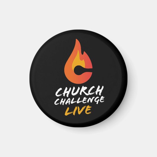 CHURCH CHALLENGE LIVE Oranje Flaming C Black Magneet (Voorkant)