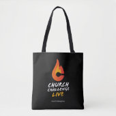 Church Challenge Oranje Flame Black Tote Bag (Voorkant)