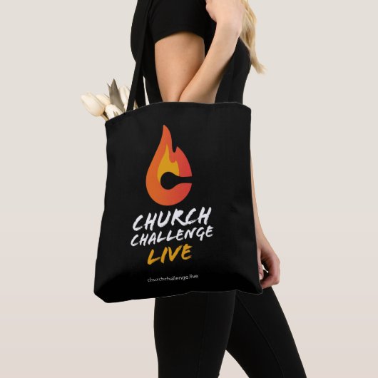 Church Challenge Oranje Flame Black Tote Bag (Dichtbij)