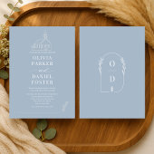 Church Chapel Dusty Blue Line Art Wedding Kaart