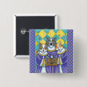 CHURCH CHOIR CATS & MOUSE SINGCHRISTMAS CAROLS VIERKANTE BUTTON 5,1 CM (Voorkant /achterkant)