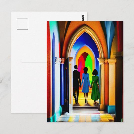 "Church" Christelijk Art Briefkaart (Voorkant / Achterkant)