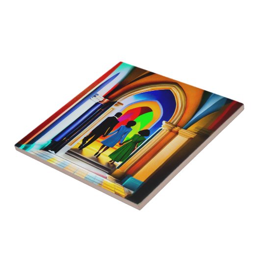 "Church" Christelijke kunstkeramische Tegel Tegeltje (Zijkant)