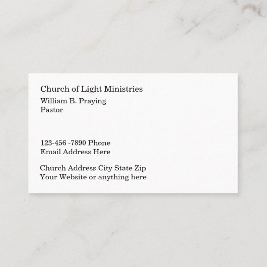 Church Combination Prayer and Visitekaartjes (Achterkant)