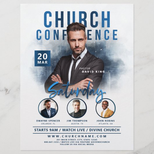 Church Conference Service Faded City Event Flyer (Voorkant)