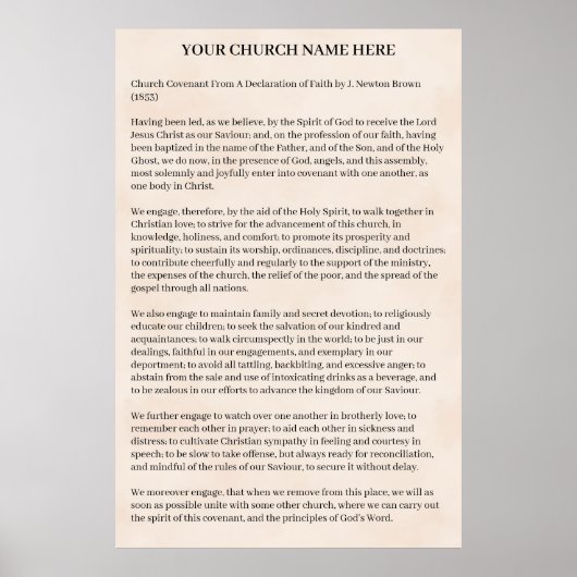Church Covenant  Poster (Voorkant)