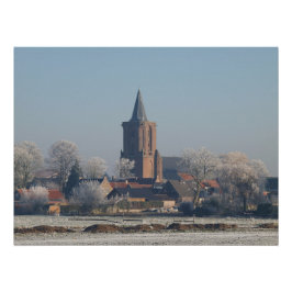 Church Dutch village winter,  Perfect Poster