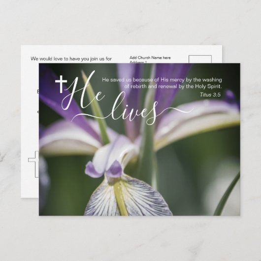 Church Easter Invitation Briefkaart (Voorkant / Achterkant)