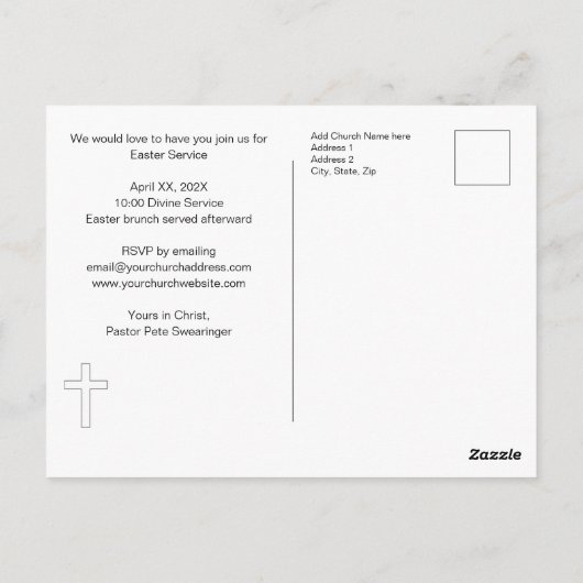 Church Easter Invitation Briefkaart (Achterkant)