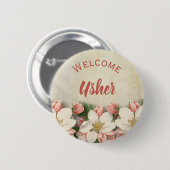Church Event Welcome Usher  Flower Ronde Button 5,7 Cm (Voorkant /achterkant)
