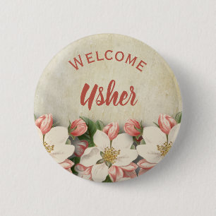 Church Event Welcome Usher  Flower Ronde Button 5,7 Cm