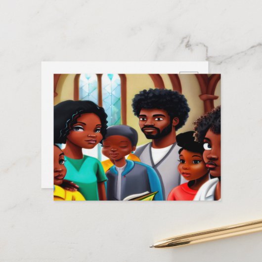 Church Folks Christelijk Art Briefkaart (Voorkant / Achterkant in situ)