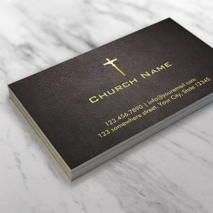 Church Gold Cross Elegant Dark Leather Visitekaartje
