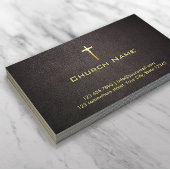 Church Gold Cross Elegant Dark Leather Visitekaartje