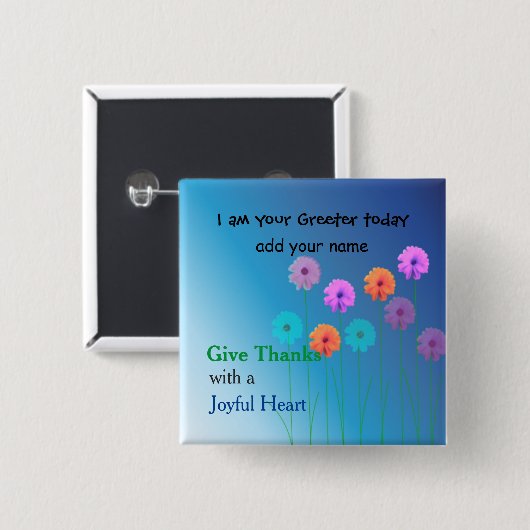 Church Greeter Name Bord Vierkante Button 5,1 Cm (Voorkant /achterkant)